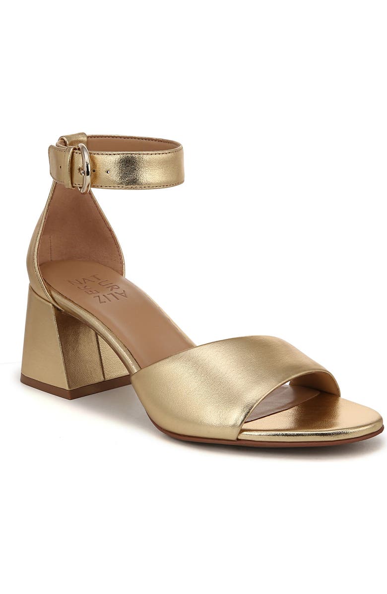 Naturalizer Verly Ankle Strap Flare Heel Sandal, Main, color, Dark Gold