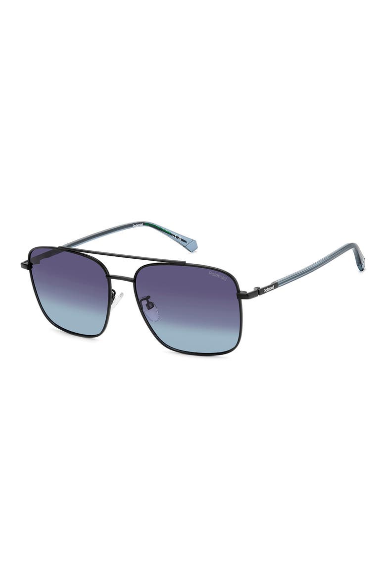 59mm Polarized Navigator Sunglasses, Alternate, color, MATTE BLACK/ BLUE SF POLAR