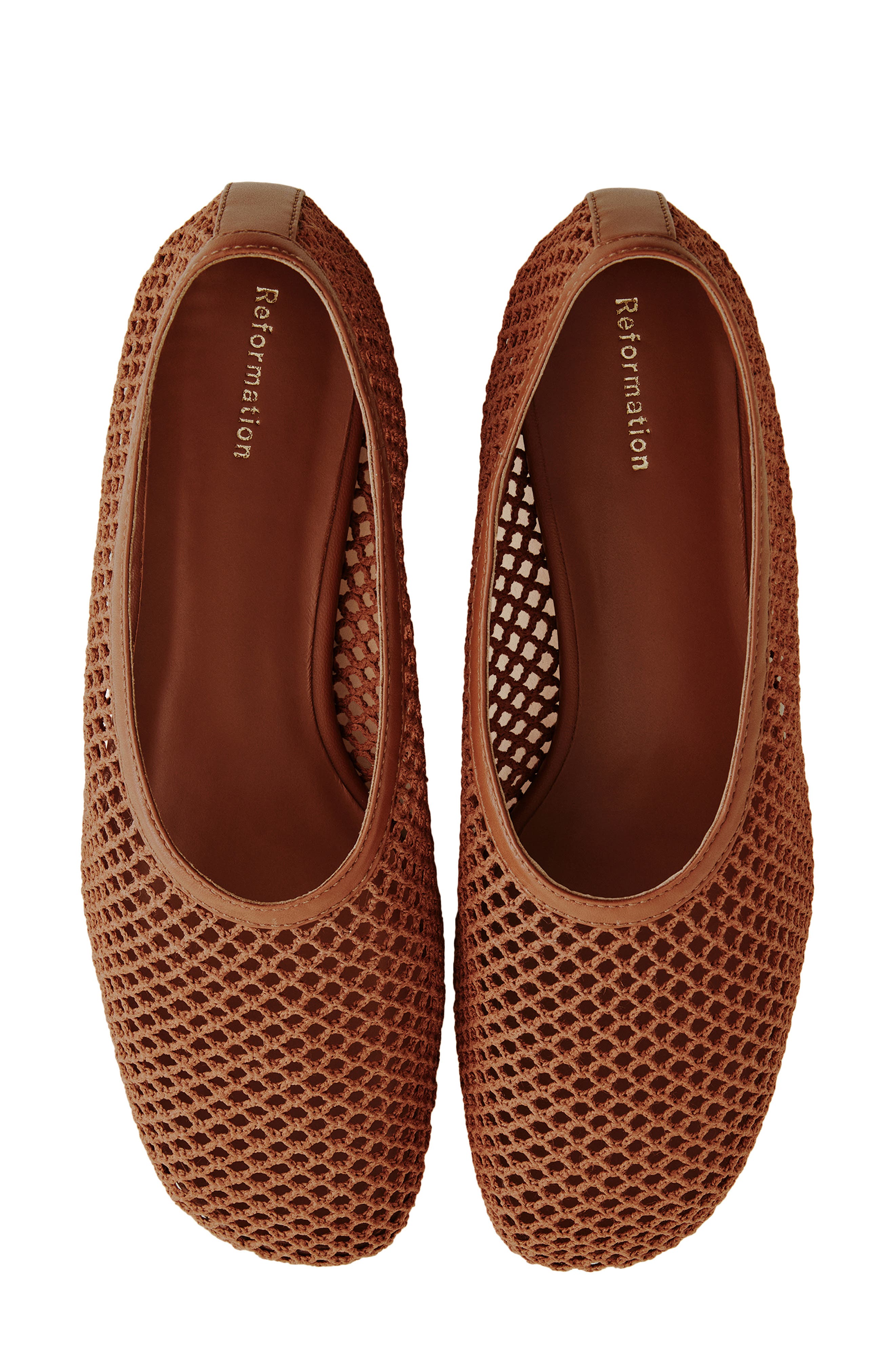 Britt Mesh Ballet Flat, Alternate, color, BROWN CROCHET