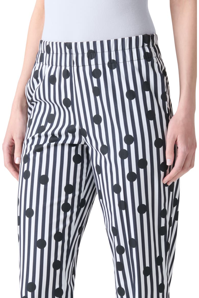Farrell Cuffed Polka Dot Stripe Cotton Poplin Crop Pants, Alternate, color, CREAM-BLACK