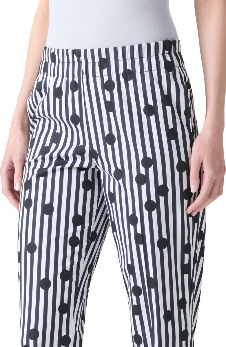 Akris punto Farrell Cuffed Polka Dot Stripe Cotton Poplin Crop Pants, Alternate, color, Cream-Black