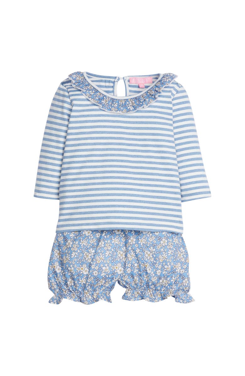 BISBY Kids' Striped Floral Bloomer Set, Alternate, color, Roland Floral Blue
