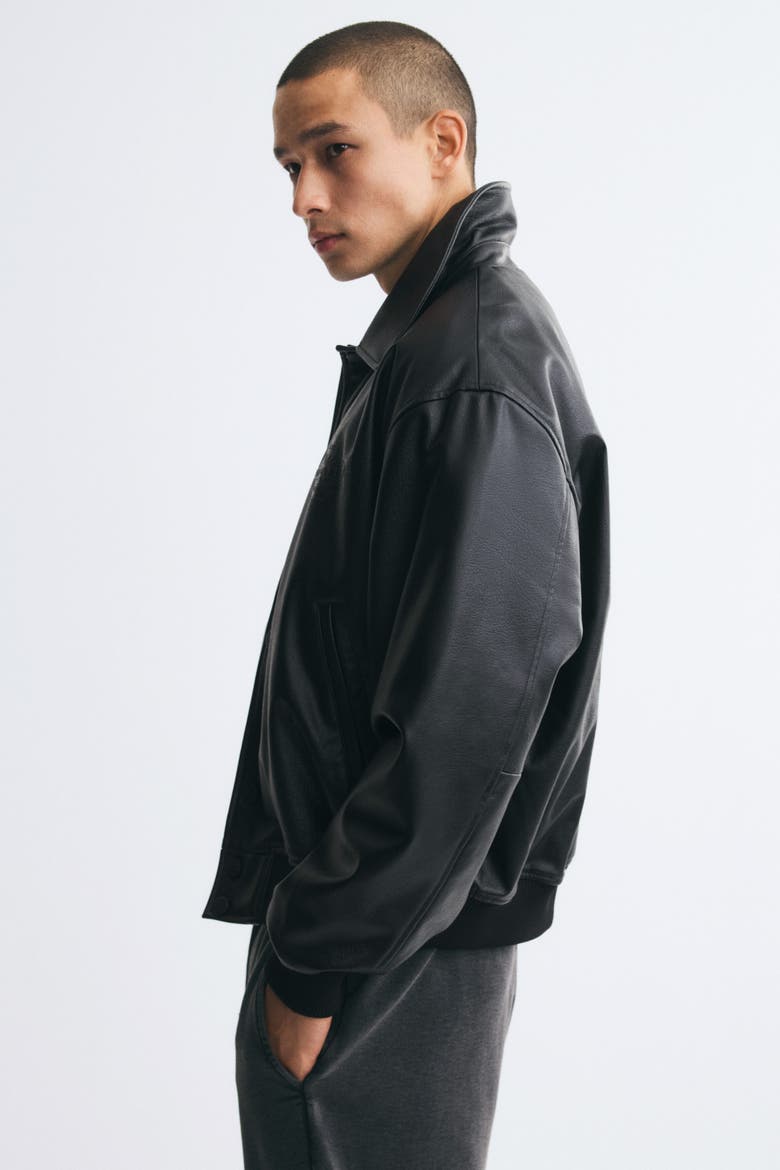 Coated Baseball Jacket, Alternate, color, Black