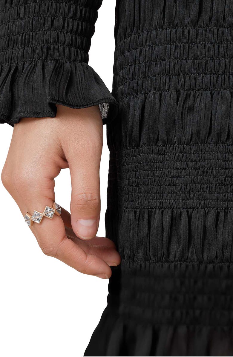 AllSaints Meg Long Sleeve Ruffle Minidress, Alternate, color, Black