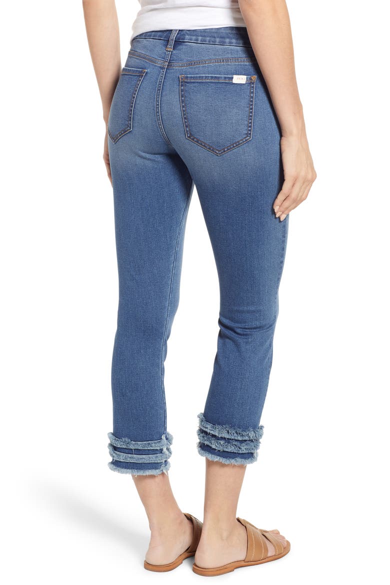 JEN7 Cropped Fringe Hem Jeans, Alternate, color, SUNSET