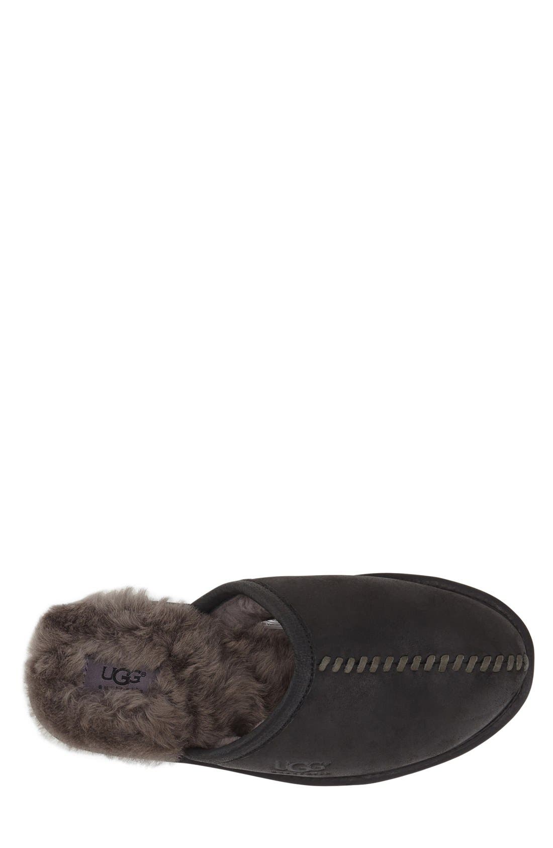 Scuff - Deco Genuine Shearling Slipper, Alternate, color, BLACK