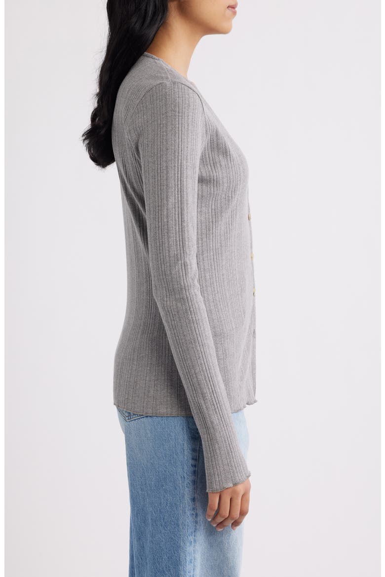 Paradise Organic Cotton Blend Pointelle Cardigan, Alternate, color, MEDIUM GREY HEATHER