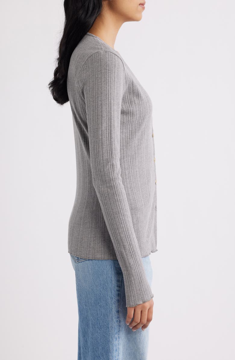 Faherty Paradise Organic Cotton Blend Pointelle Cardigan, Alternate, color, Medium Grey Heather