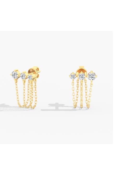 Starlight Triple Chain Stud Lab Diamond Earrings in 14K Gold