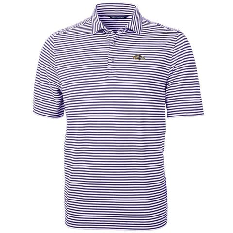 Men's Cutter & Buck Purple Baltimore Ravens Big & Tall Virtue Eco Pique Stripe Recycled Polo
