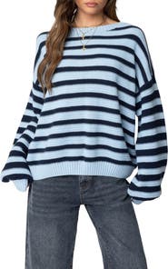 EDIKTED Aerin Oversize Stripe Cotton Sweater