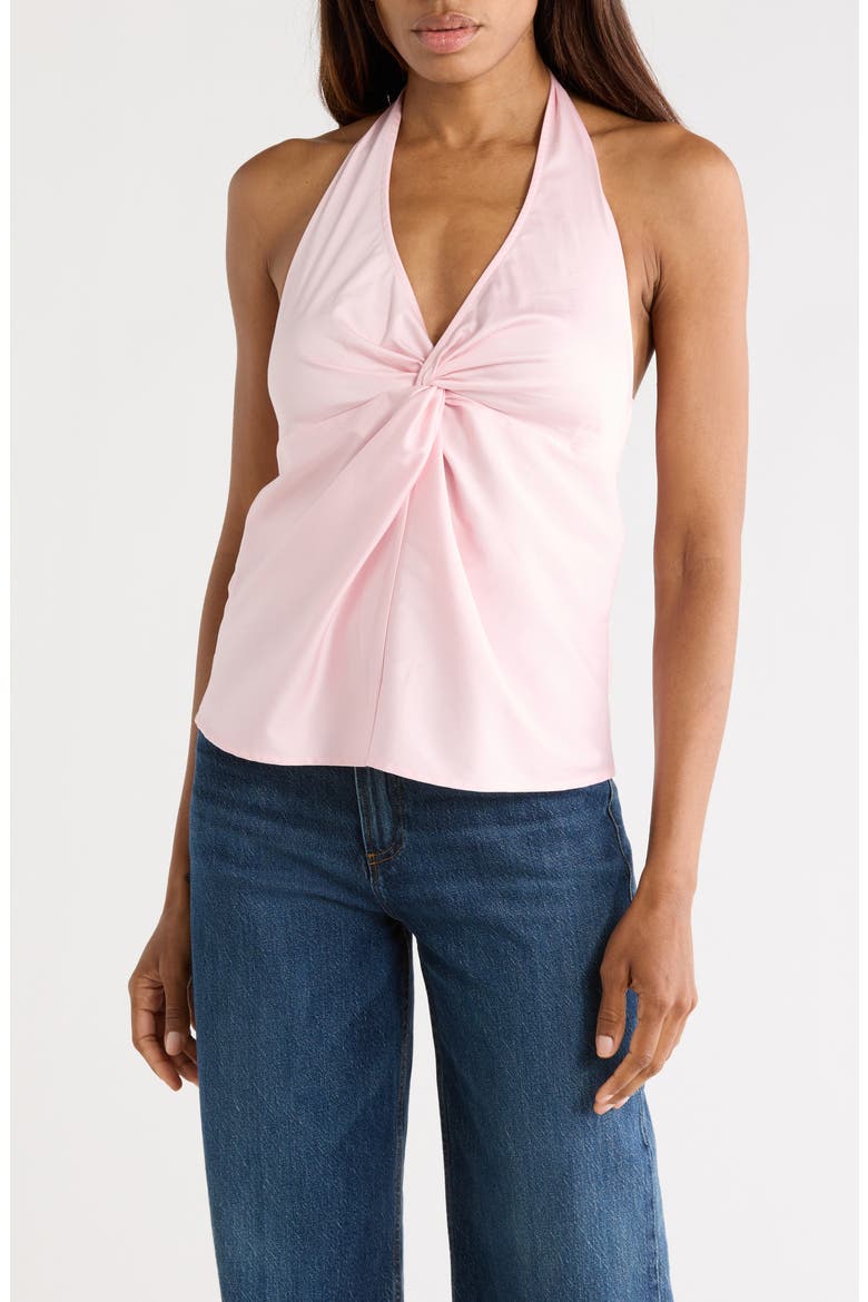 Cotton Blend Halter Top, Main, color, PINK PINKESQUE