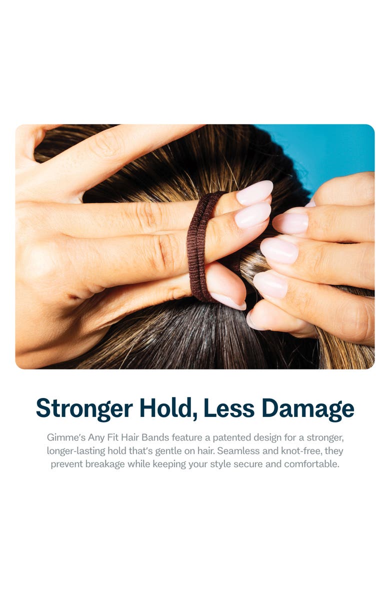 Gimme Beauty Any Fit Hair Bands, Damage Free Hair Ties Made with Seamless Microfiber Elastics, Alternate, color, Dark Brown