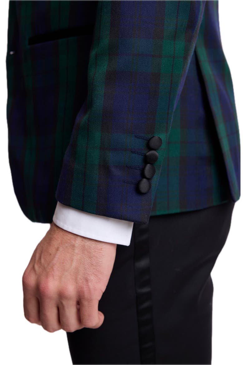 Kyle Peak Lapel Tuxedo Jacket, Alternate, color, BLACK WATCH TARTAN