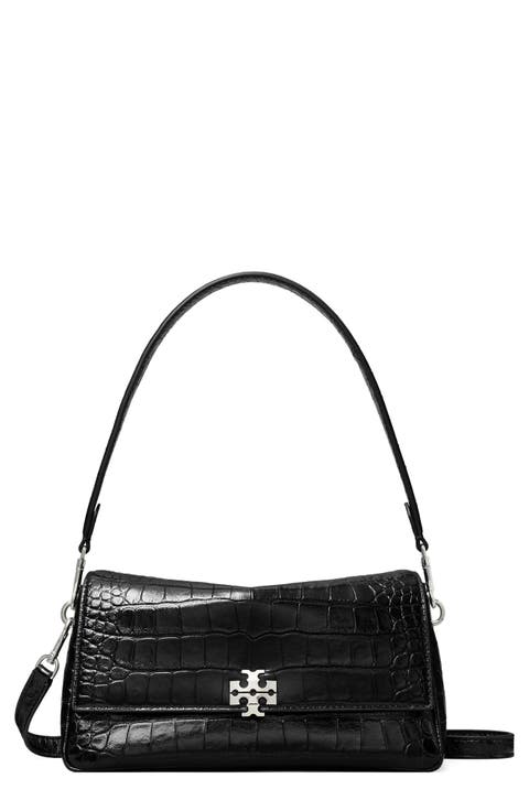 Small Charlie Croc Embossed Shoulder Bag