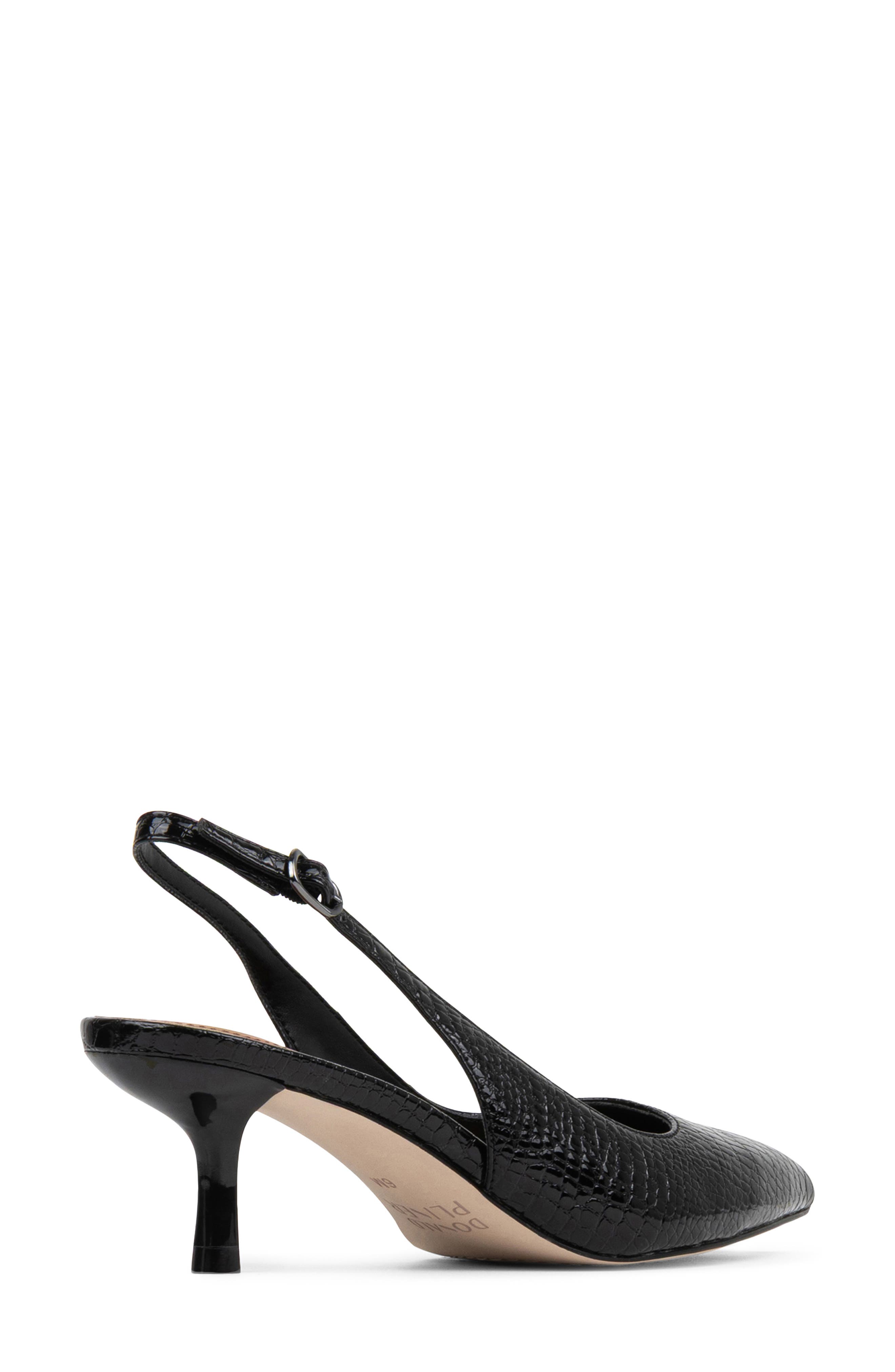 Casie Croc Embossed Faux Leather Slingback Pump, Alternate, color, BLACK