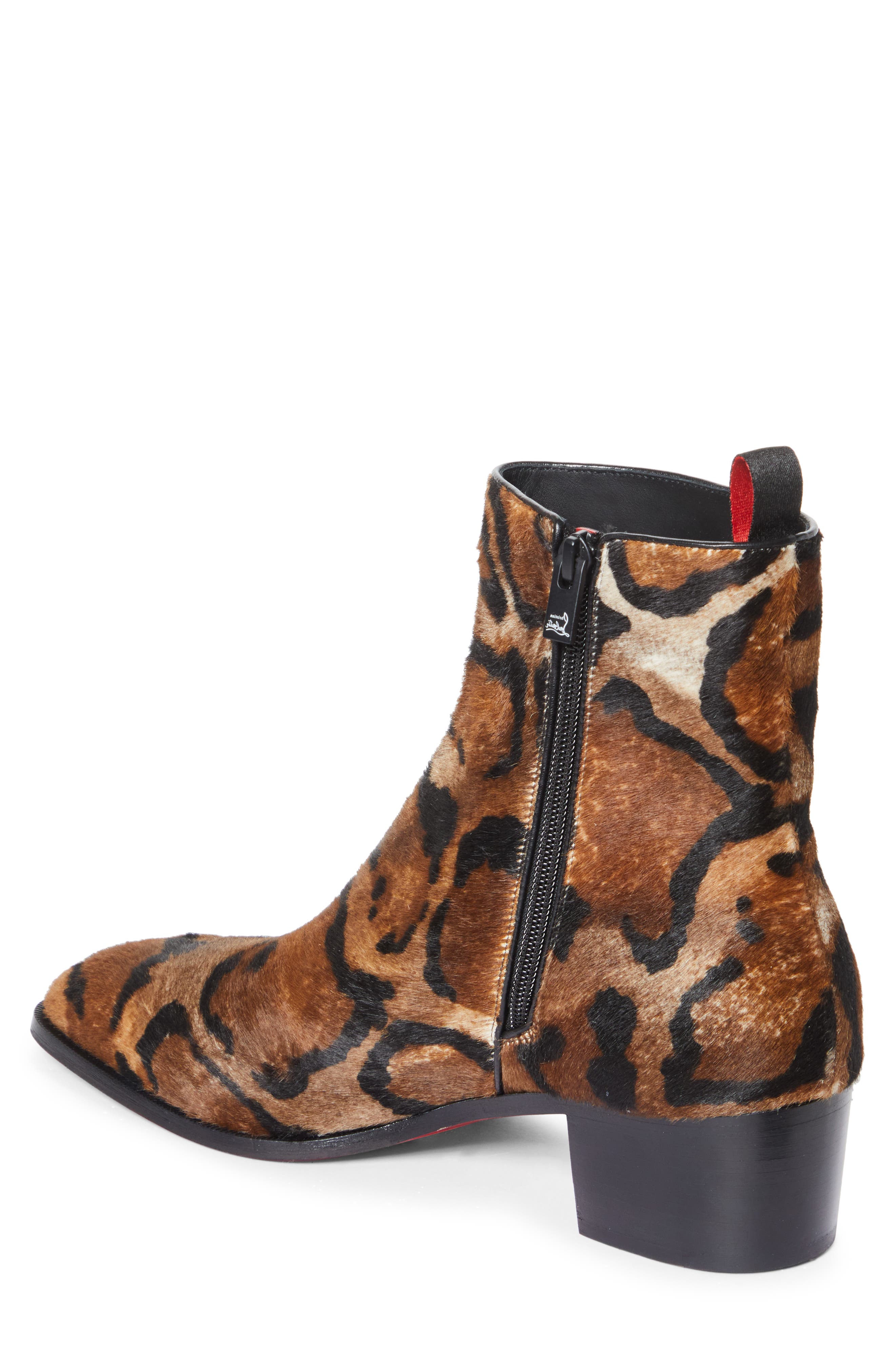 Christian Louboutin Ziggissimo Genuine Calf Hair Ankle Boot, Alternate, color, Brown Print Calf Hair