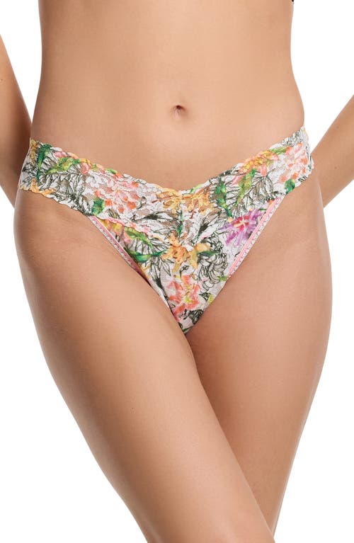 Hanky Panky Printed Signature Lace Original Rise Thong In Botany White
