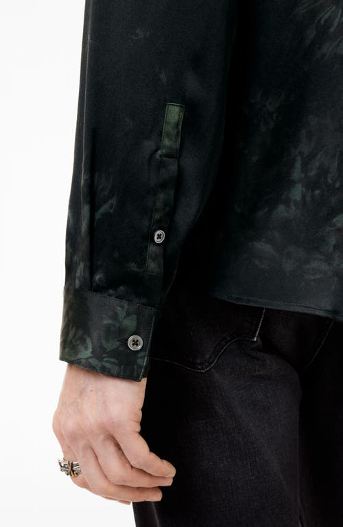 John Varvatos Pleated Front Silk Button-up Shirt In Moss