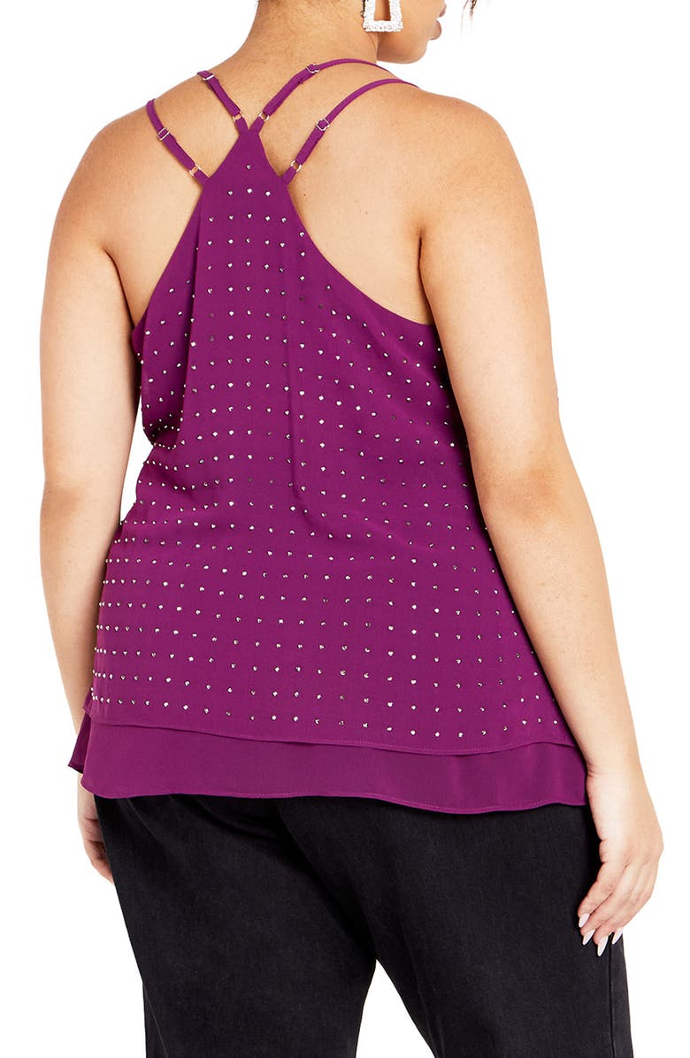 City Chic Studded Strappy Tank, Alternate, color, Mulberry