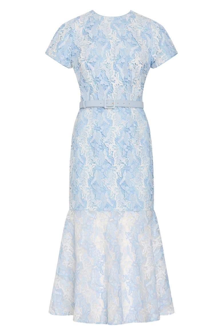 Tahlia Butterfly Lace Midi Dress, Alternate, color, WHITE/ BLUE