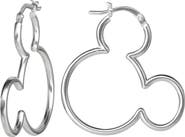 Disney Mickey Mouse Sterling Silver Outline Hoop Earrings