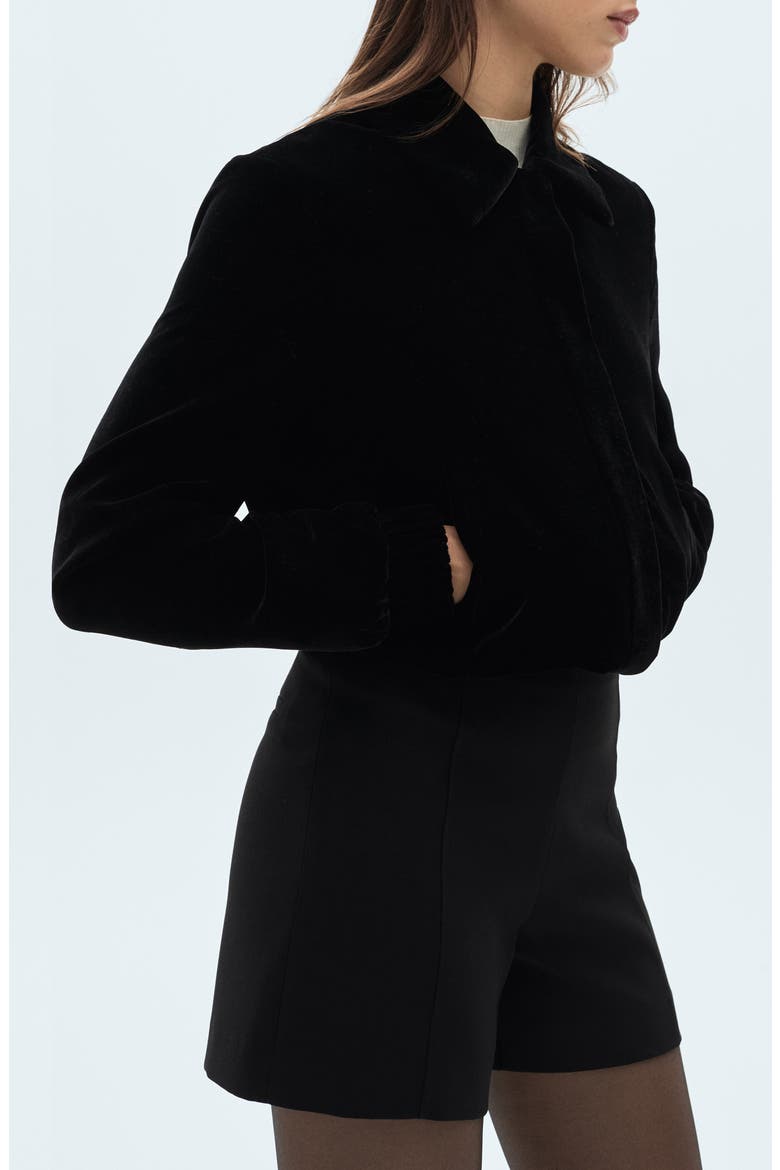 Velvet Bomber Jacket, Alternate, color, BLACK