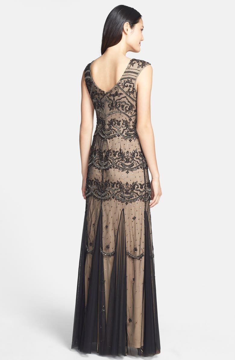 Adrianna Papell Beaded Mesh Gown, Alternate, color,