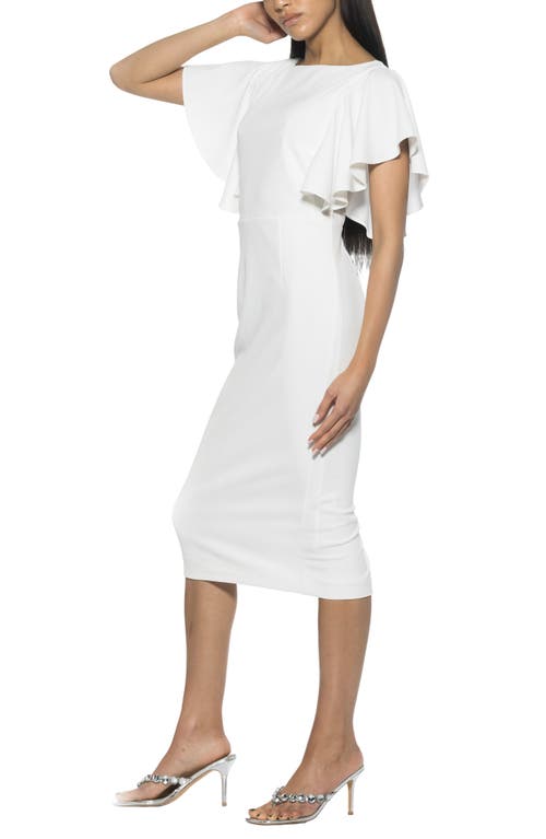 Alexia Admor Sherri Boatneck Ruffle Sleeve Midi Dress In Ivory