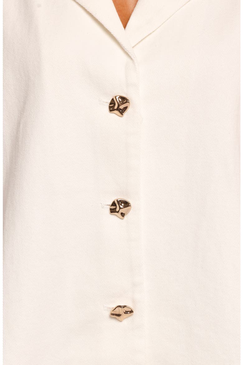 Odelia Short Sleeve Denim Button-Up Shirt, Alternate, color, OFF WHITE