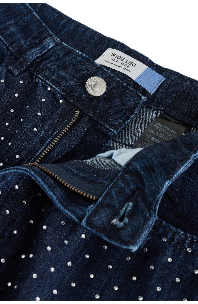 NEXT Hot Fix Diamante High Waist Straight Leg Jeans, Alternate, color, Blue