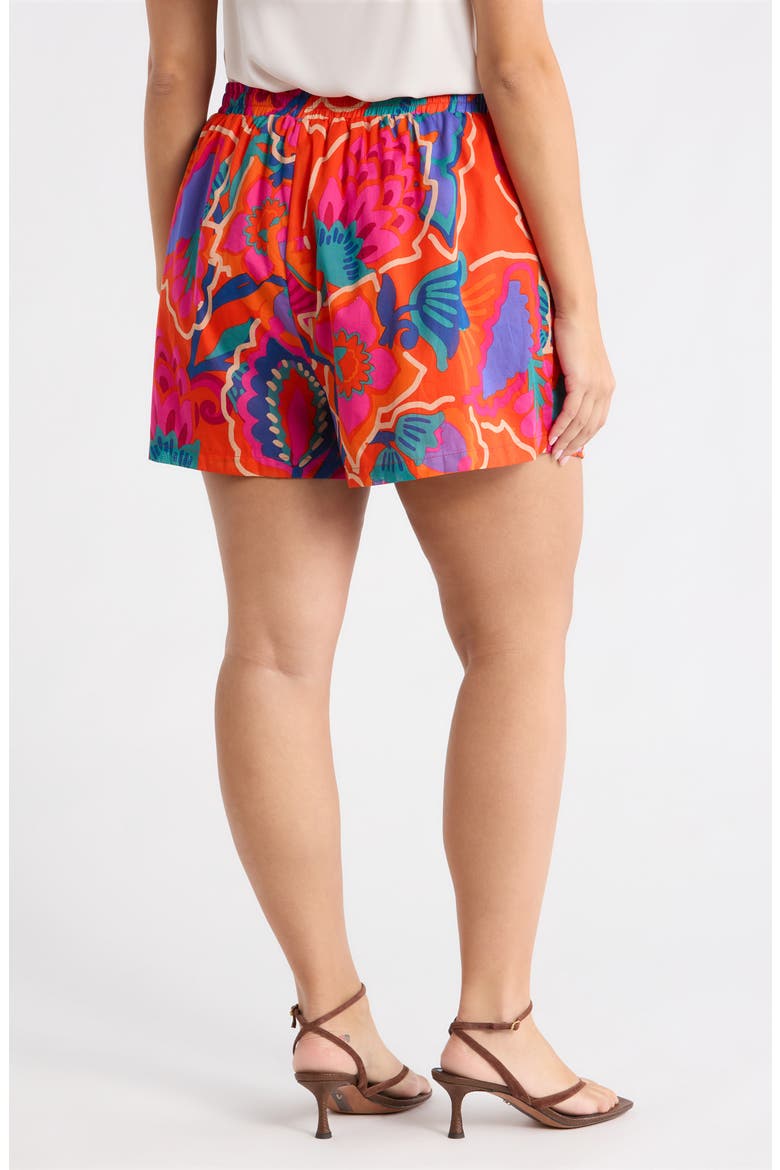 Kahlia Tropics Taliya Cotton Drawstring Shorts, Alternate, color, RED-MULTI