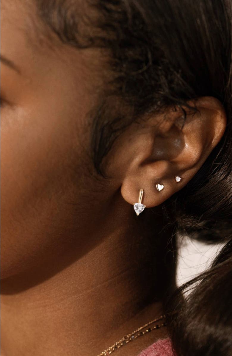 MADE BY MARY CZ Heart Drop Stud Earrings, Alternate, color, Gold