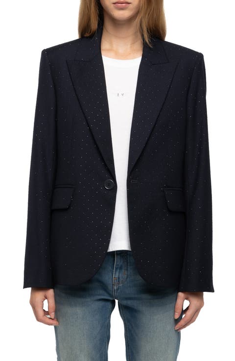 Valse Diamanté Single Breasted Crepe Blazer