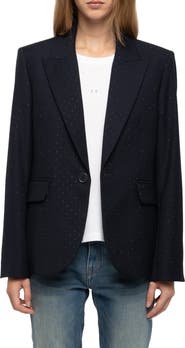 Zadig & Voltaire Valse Diamanté Single Breasted Crepe Blazer