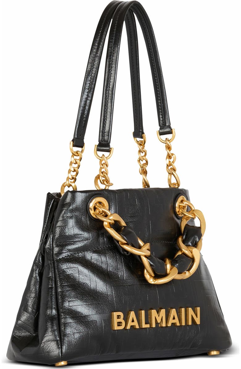 Balmain Small 1945 Soft Tote Bag In Crackled Calfskin, Alternate, color,