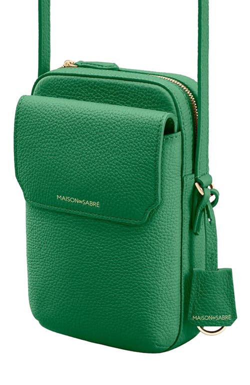 Maison De Sabre Maison De Sabré Leather Zip Phone Pouch In Emerald Green