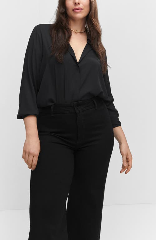 Mango High Waist Raw Hem Wide Leg Jeans