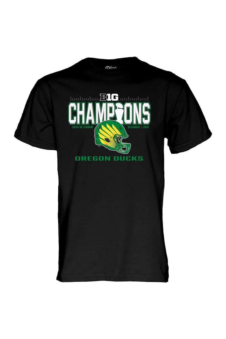 Men's Blue 84 Black Oregon Ducks 2024 Big Ten Football Conference Champions Locker Room T-Shirt, Alternate, color, Black