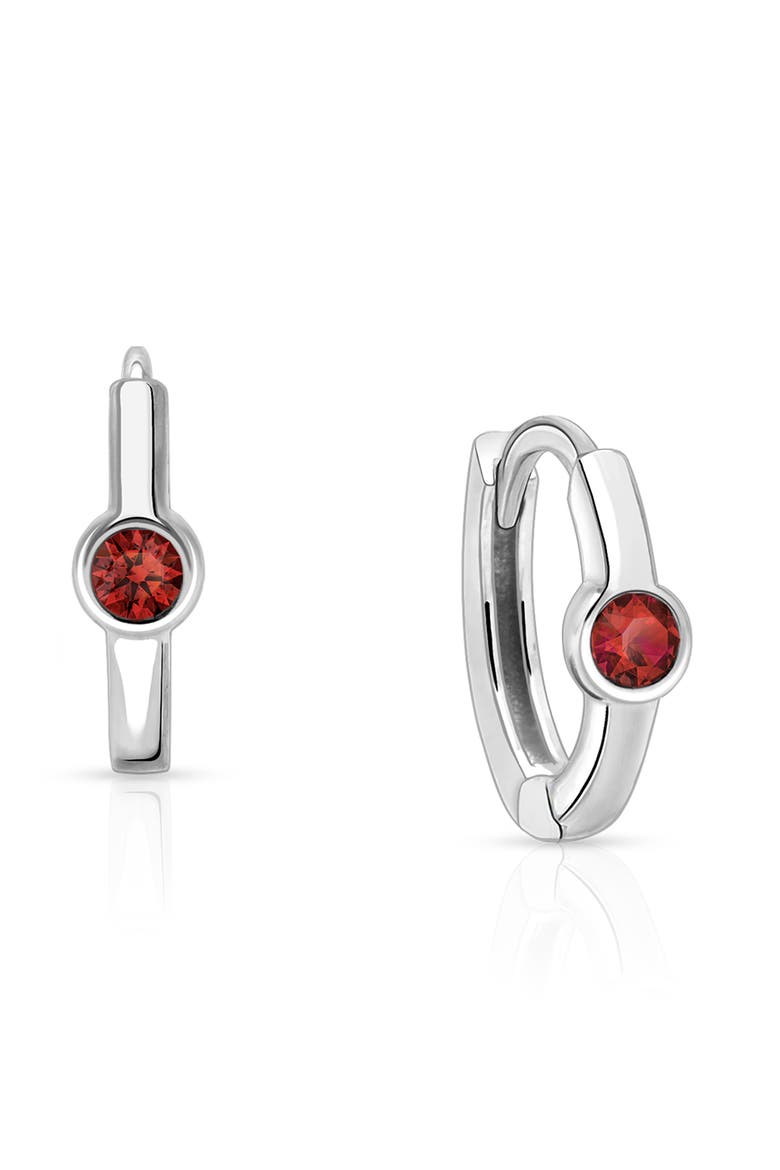 Sterling Silver 9mm Birthstone Huggie Hoops Earrings, Main, color, July