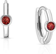 Tiny Blessings Sterling Silver 9mm Birthstone Huggie Hoops Earrings