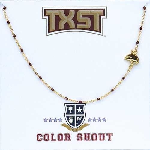 Color Shout Texas State University Side Necklace In Gold