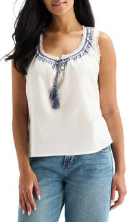 Lucky Brand Embroidered Lace Trim Tank