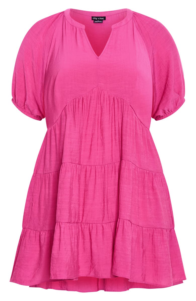 City Chic Kara Tiered Minidress, Alternate, color, Magenta