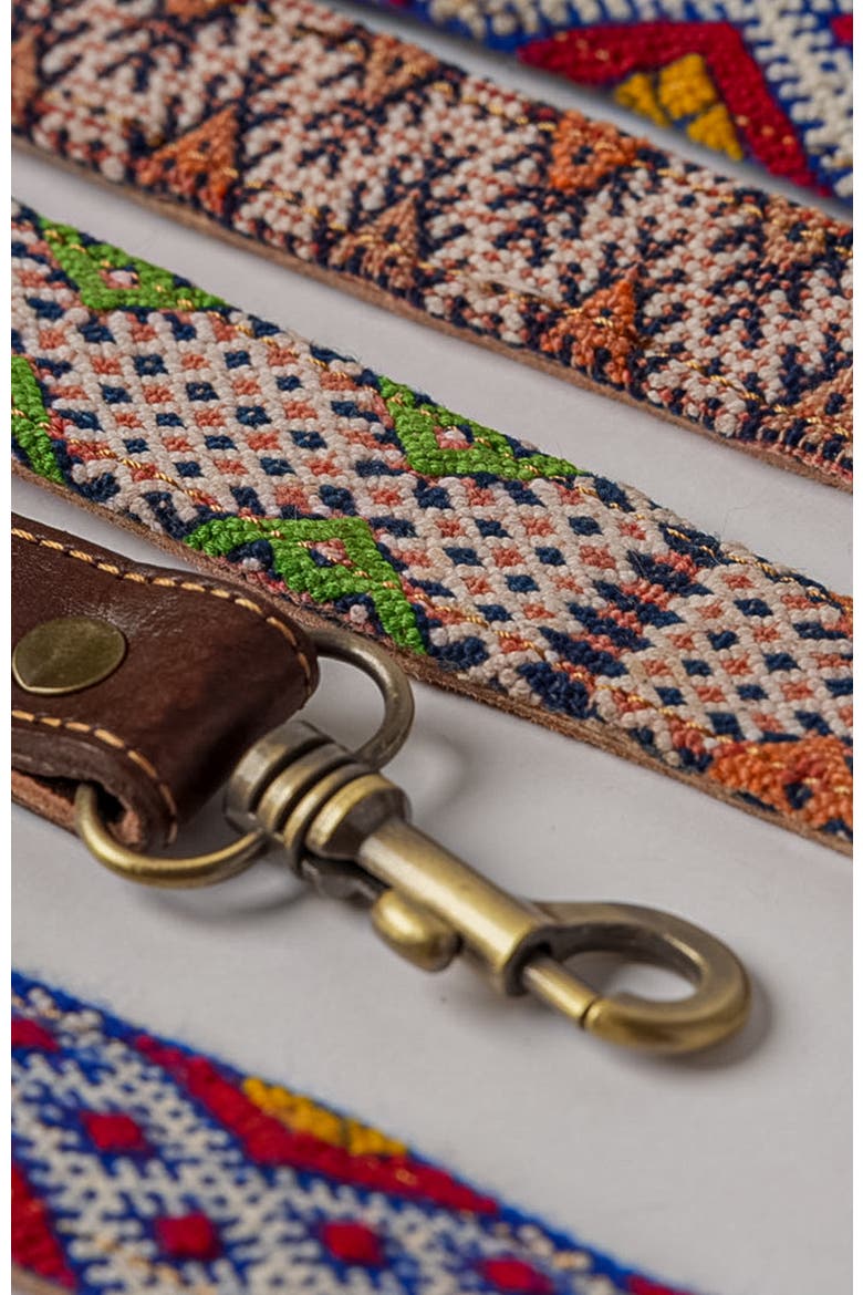 Moroccan Kilim Dog Collar and Leash, Alternate, color, Brown