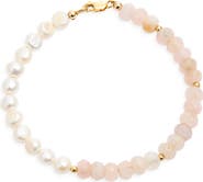 House of Olia Kalah Freshwater Pearl & Rose Quartz Bracelet
