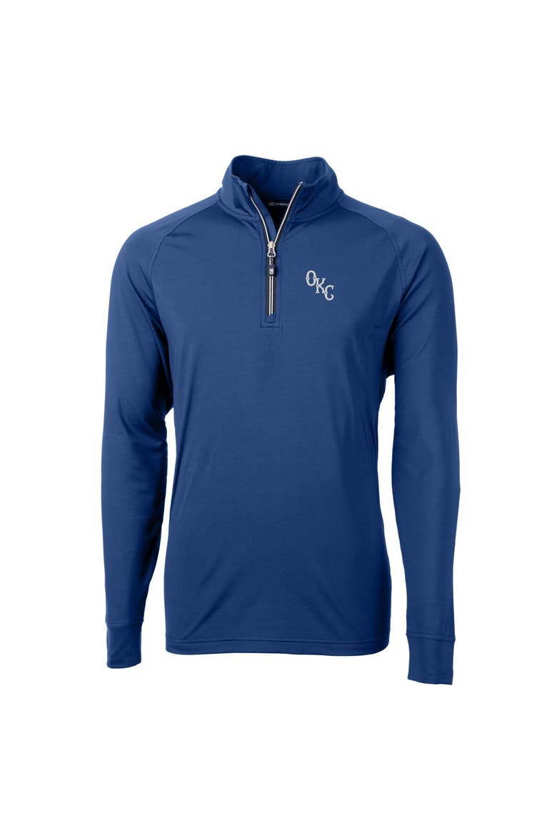 Men's Cutter & Buck  Blue Oklahoma City Baseball Club Adapt Eco Knit Stretch Recycled Big & Tall Quarter-Zip Pullover Top, Alternate, color, Blue