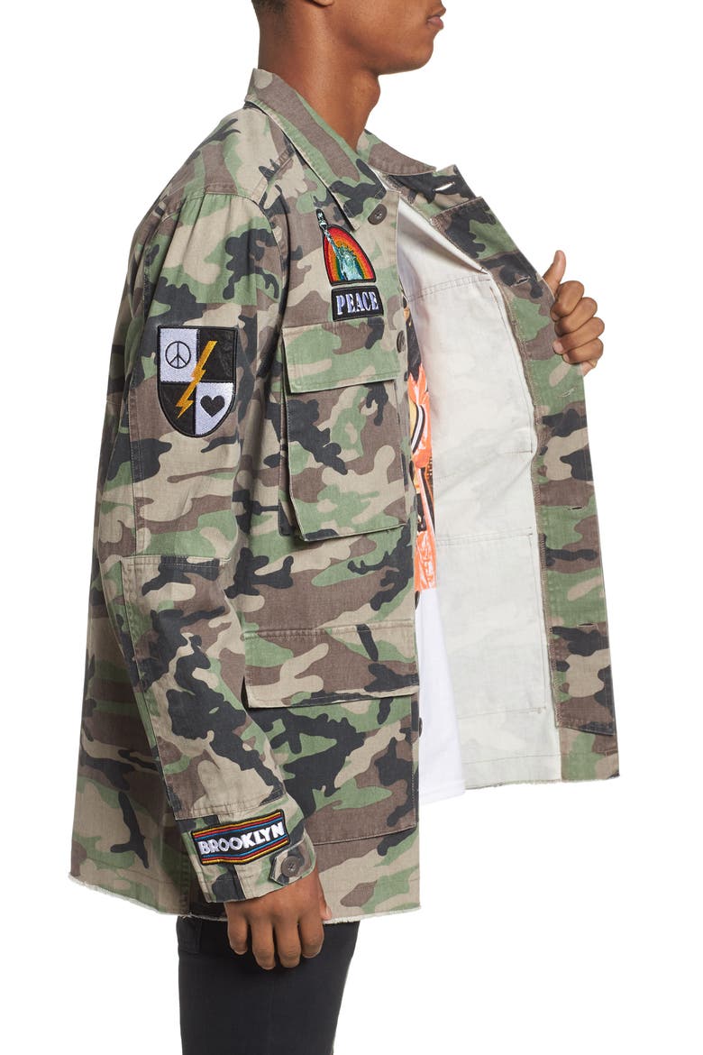 Military Patch Jacket, Alternate, color, BROWN GREEN CAMO