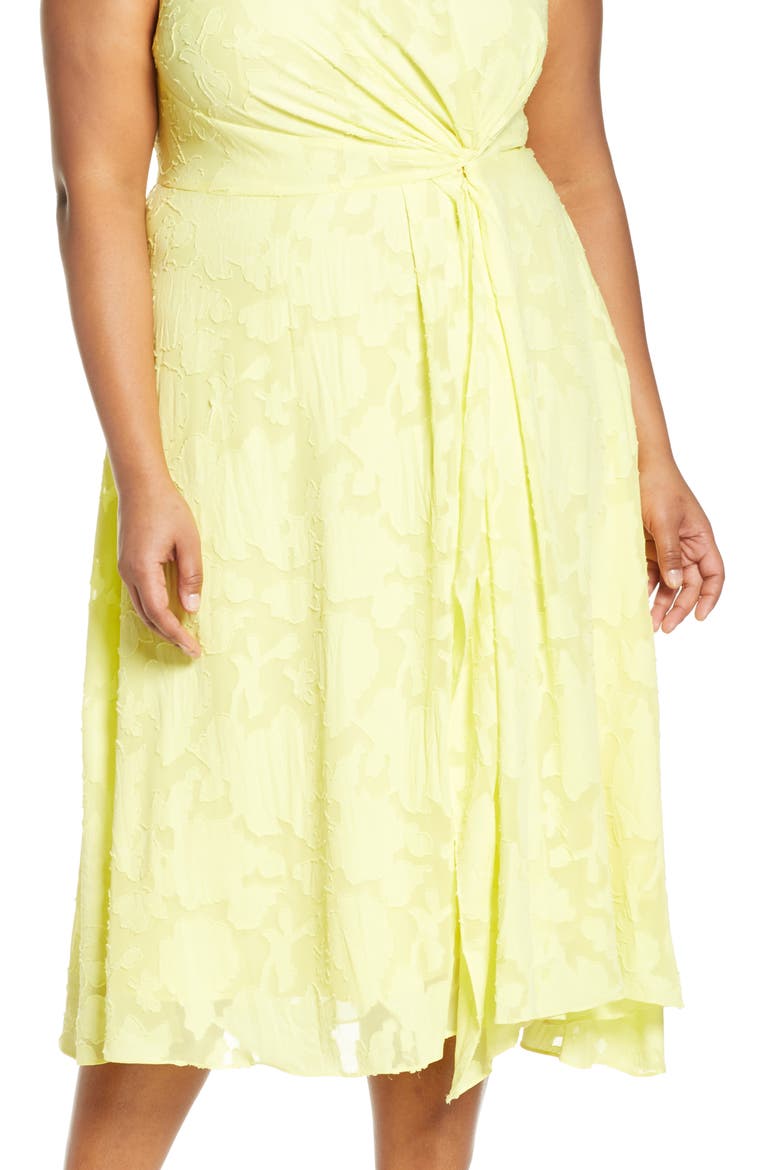 Jason Wu x ELOQUII Gathered Fil Coupé Midi Dress, Alternate, color, YELLOW