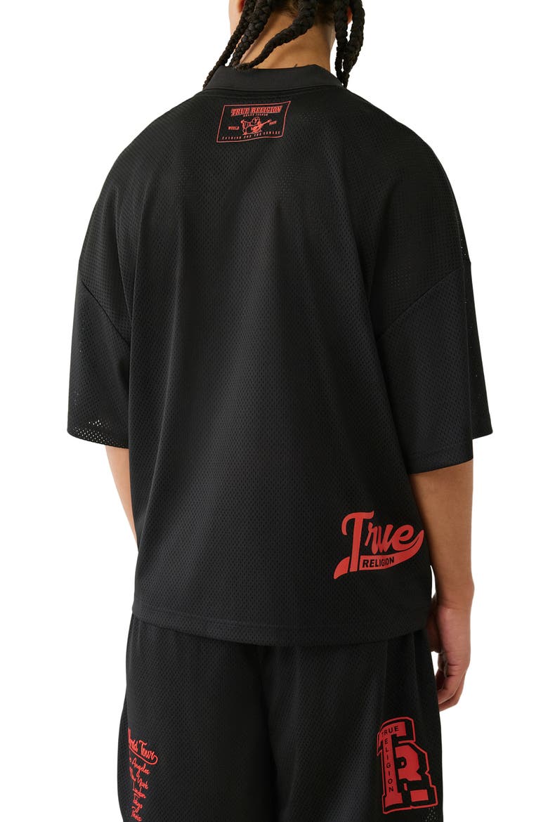 Mesh Graphic Quarter Zip Polo, Alternate, color, JET BLACK